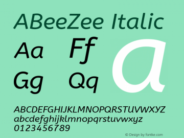 ABeeZee Italic Version 1.002图片样张