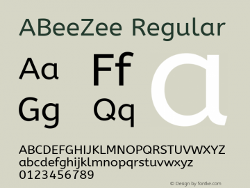 ABeeZee Regular Version 1.002 Font Sample