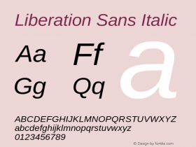 Liberation Sans Italic Version 2.00.1图片样张