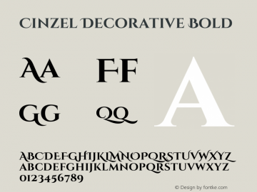Cinzel Decorative Bold Version 1.002;PS 001.002;hotconv 1.0.56;makeotf.lib2.0.21325 Font Sample