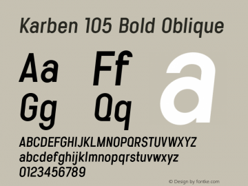 Karben105-BoldOblique Version 1.000 Font Sample