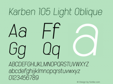 Karben105-LightOblique Version 1.000 Font Sample