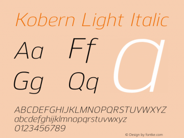Kobern-LightItalic Version 1.001;PS 001.001;hotconv 1.0.56;makeotf.lib2.0.21325 Font Sample