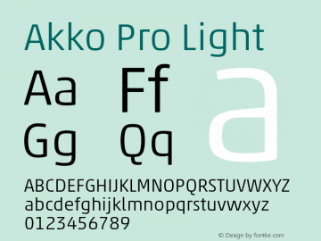 Akko Pro Light Version 1.00 Font Sample