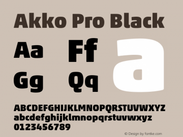 Akko Pro Black Version 1.00 Font Sample