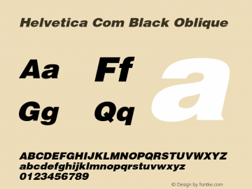 Helvetica Com Black Oblique Version 1.01 Font Sample