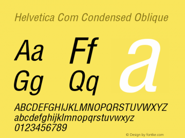 Helvetica Com Condensed Oblique Version 1.01 Font Sample