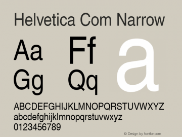 Helvetica Com Narrow Version 1.30 Font Sample