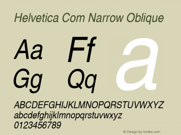 Helvetica Com Narrow Oblique Version 1.30 Font Sample