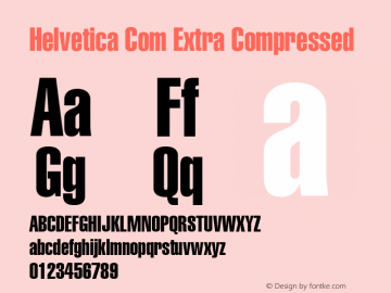 Helvetica Com Extra Compressed Version 1.20 Font Sample