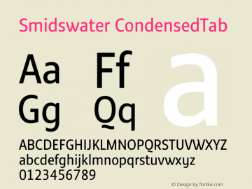 Smidswater CondensedTab Version 1.0 Font Sample