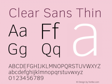 Clear Sans Thin Version 1.00 Font Sample