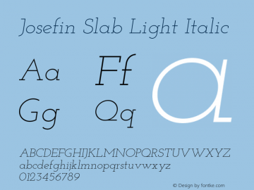 Josefin Slab Light Italic Version 1.0 Font Sample