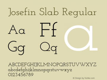 Josefin Slab Regular Version 1.0 Font Sample