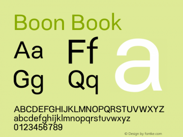 Boon Book Version 0.3.1 Font Sample