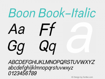 Boon Book Italic Version 0.3.1 Font Sample