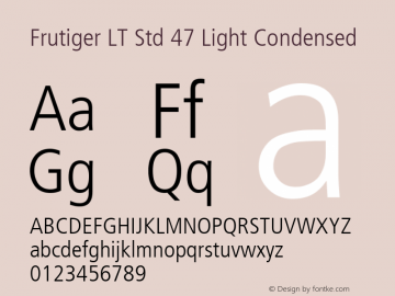 Frutiger LT Std 47 Light Condensed Version 2.035;PS 002.000;hotconv 1.0.51;makeotf.lib2.0.18671图片样张