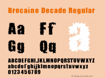 Brocaine Decade Regular 2.0 - 8/01/99 Font Sample