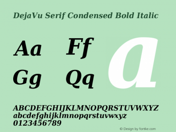 DejaVu Serif Condensed Bold Italic Version 2.34 Font Sample