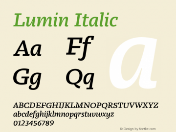 Lumin-Italic 001.001 Font Sample
