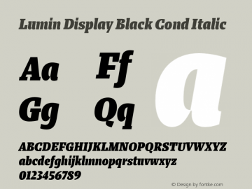 LuminDisplay-BlackCondItalic 001.001 Font Sample