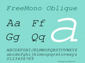 FreeMono Oblique Version $Revision: 2264 $ Font Sample
