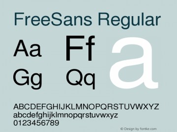 FreeSans Version $Revision: 2268 $ Font Sample