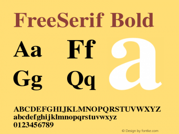 FreeSerif Bold Version $Revision: 2268 $ Font Sample