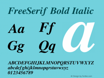 FreeSerif Bold Italic Version $Revision: 2268 $ Font Sample