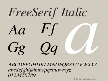 FreeSerif Italic Version $Revision: 2268 $ Font Sample