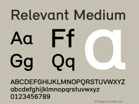 Relevant Medium Version 2.004 2011 Font Sample