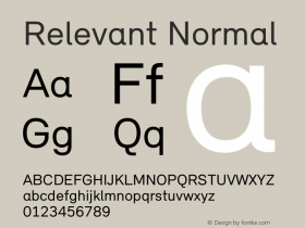 Relevant Normal Version 2.004 2011 Font Sample