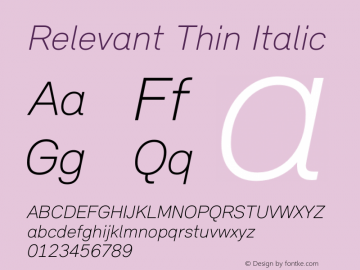 Relevant Thin Italic Version 2.004 2011图片样张