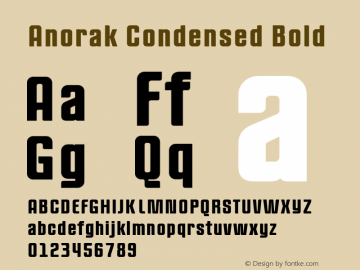 AnorakCondensed-Bold Version 1.000;PS 1.10;hotconv 1.0.38 Font Sample