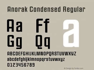 AnorakCondensed-Regular Version 1.000;PS 1.10;hotconv 1.0.38图片样张