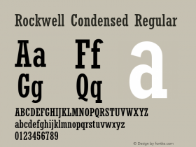 Rockwell Condensed Regular Version 1.65 Font Sample