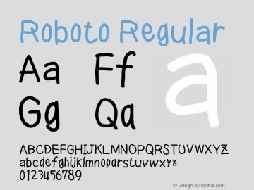 Roboto Regular Version 1.00000; 2011 Font Sample