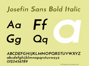 Josefin Sans Bold Italic  Font Sample