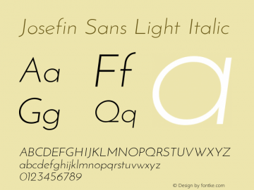 Josefin Sans Light Italic  Font Sample