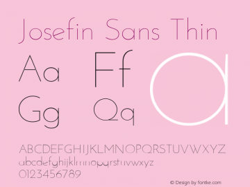 Josefin Sans Thin  Font Sample