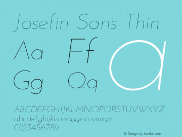 Josefin Sans Thin  Font Sample