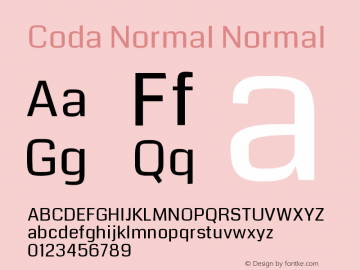 Coda Version 2.000 Font Sample