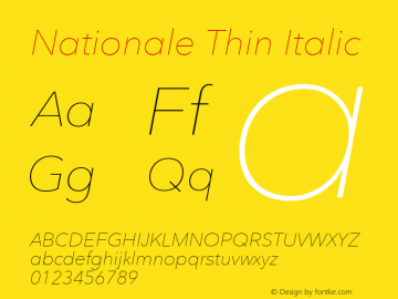 Nationale Thin Italic Version 1.002图片样张