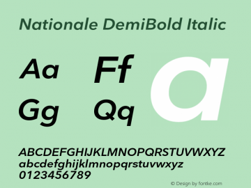 Nationale-DemiBoldItalic Version 1.002图片样张