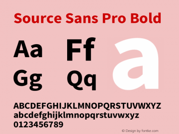 Source Sans Pro Bold Version 1.038;PS 1.000;hotconv 1.0.70;makeotf.lib2.5.5900 Font Sample