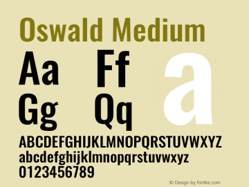 Oswald Medium 3.0 Font Sample