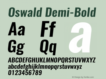 Oswald Demi-BoldItalic 3.0 Font Sample