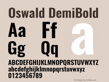 Oswald DemiBold 3.0 Font Sample