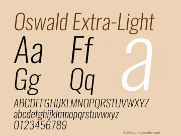 Oswald Extra-LightItalic 3.0 Font Sample