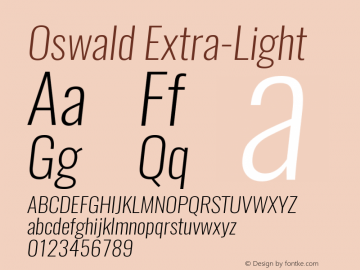 Oswald Extra-LightItalic 3.0 Font Sample
